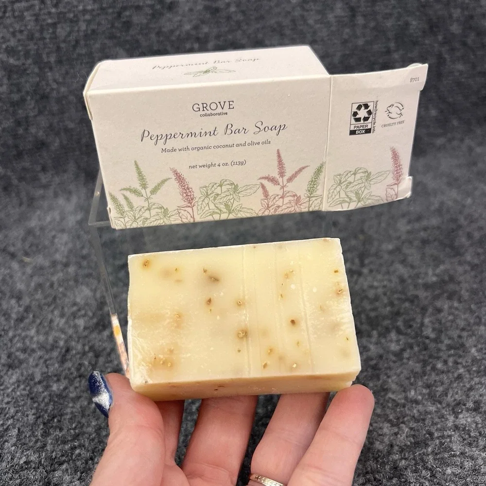 Grove Collaborative Peppermint Bar Soap 4 oz Organic Coconut & Olive Oil New